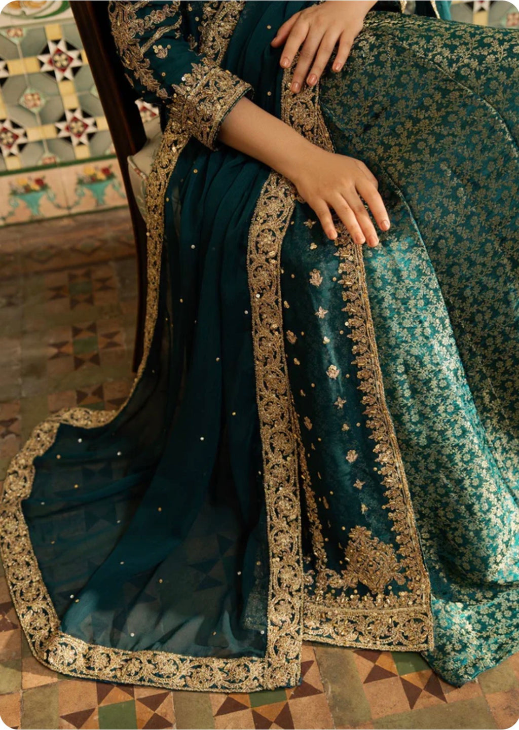 NAZLEEN- 3 piece embroidered Chiffon Suit