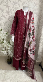 HUSN-E-EID  3 pieces Embroidered viscose suit