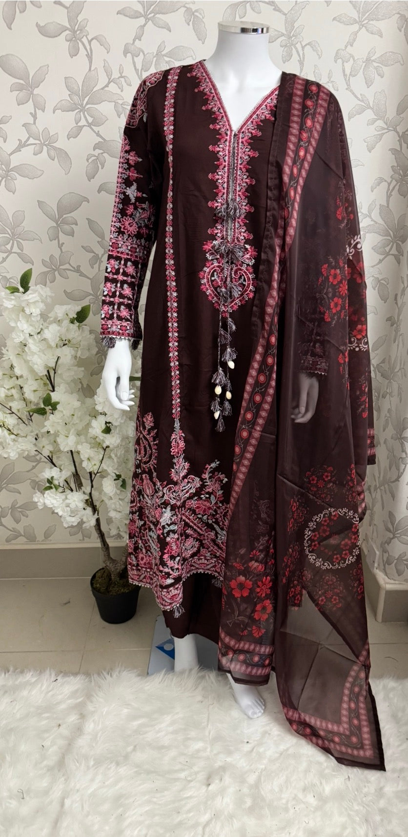 HUSN-E-EID 3 piece heavy Embroidered viscose Suit