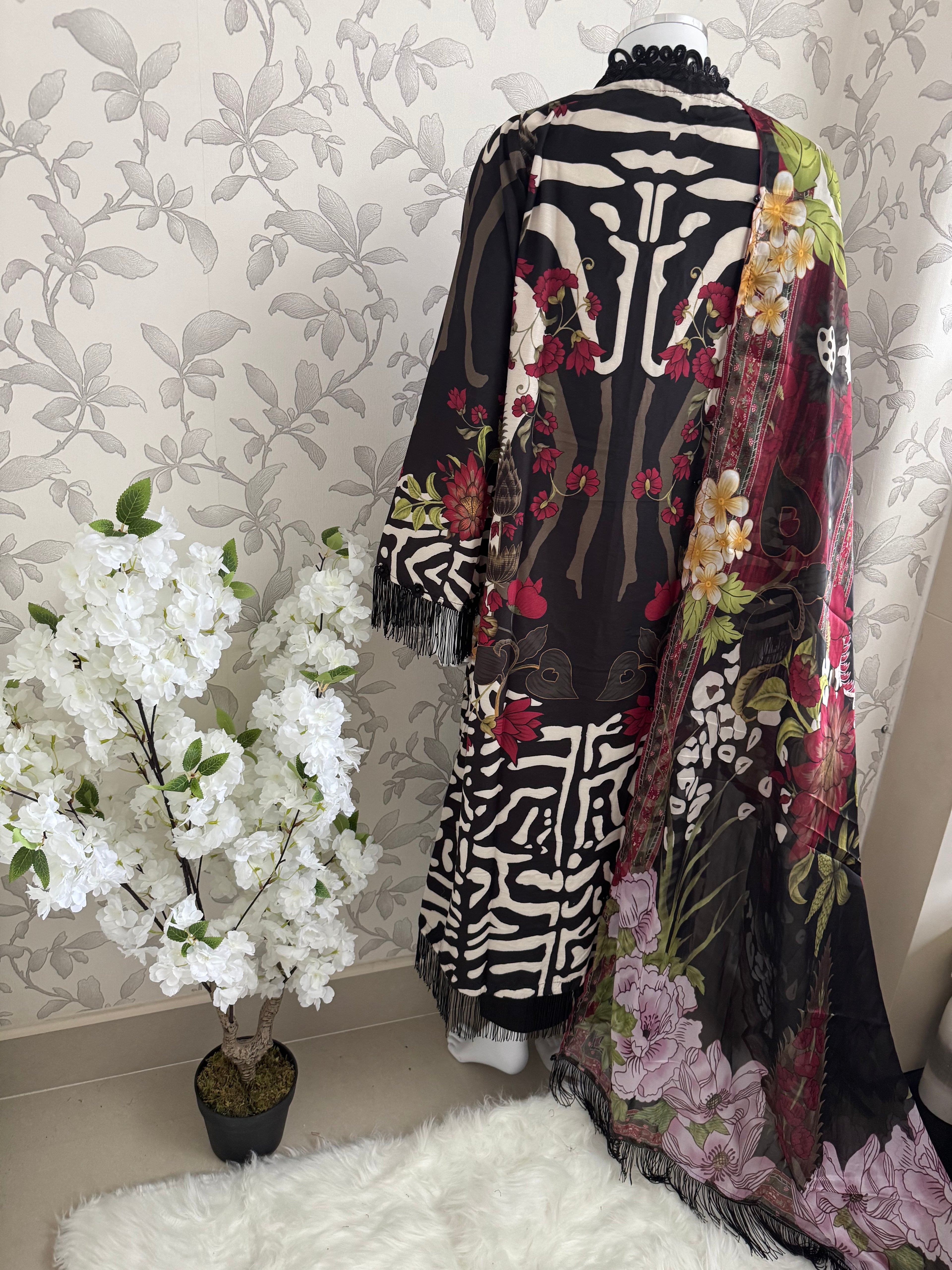 M Prints inspired Embroidered 3-Piece Suit | Pakistani Designer Dress
