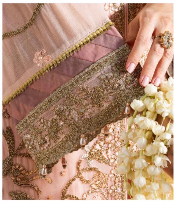 ALANI Blush Pink- 3 pieces Embroidered chiffon Suit