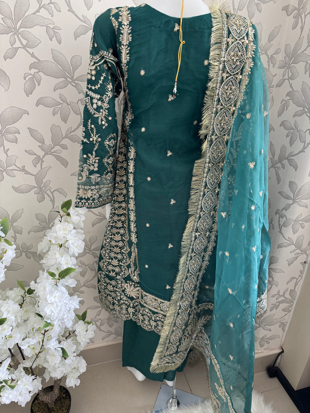 AFROZ Emerald- 3 piece Embroidered soft Organza Suit
