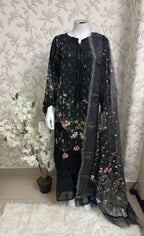 Black Floral-3 piece Embroidered Lawn Suit