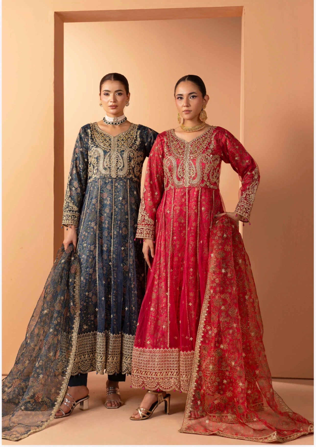ANARKALI- 3 piece Embroidered suit