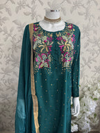 SILKY CHARM- 3 piece sequins Embroidered Silk Suit