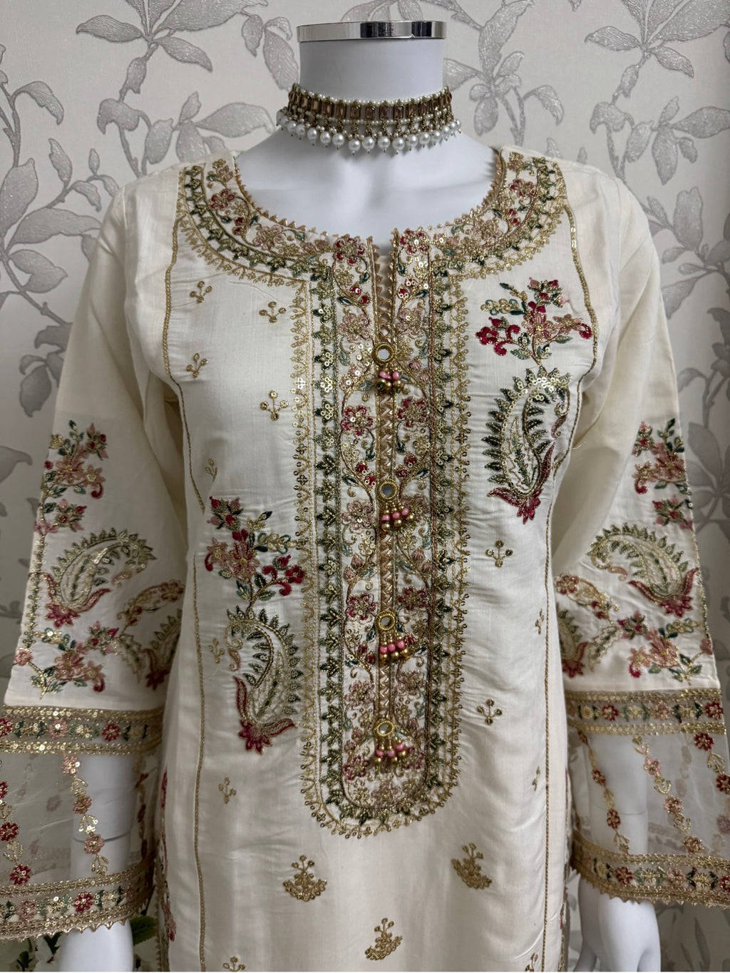 ETHNIC LUX- 3 Piece embroidered viscose Suit