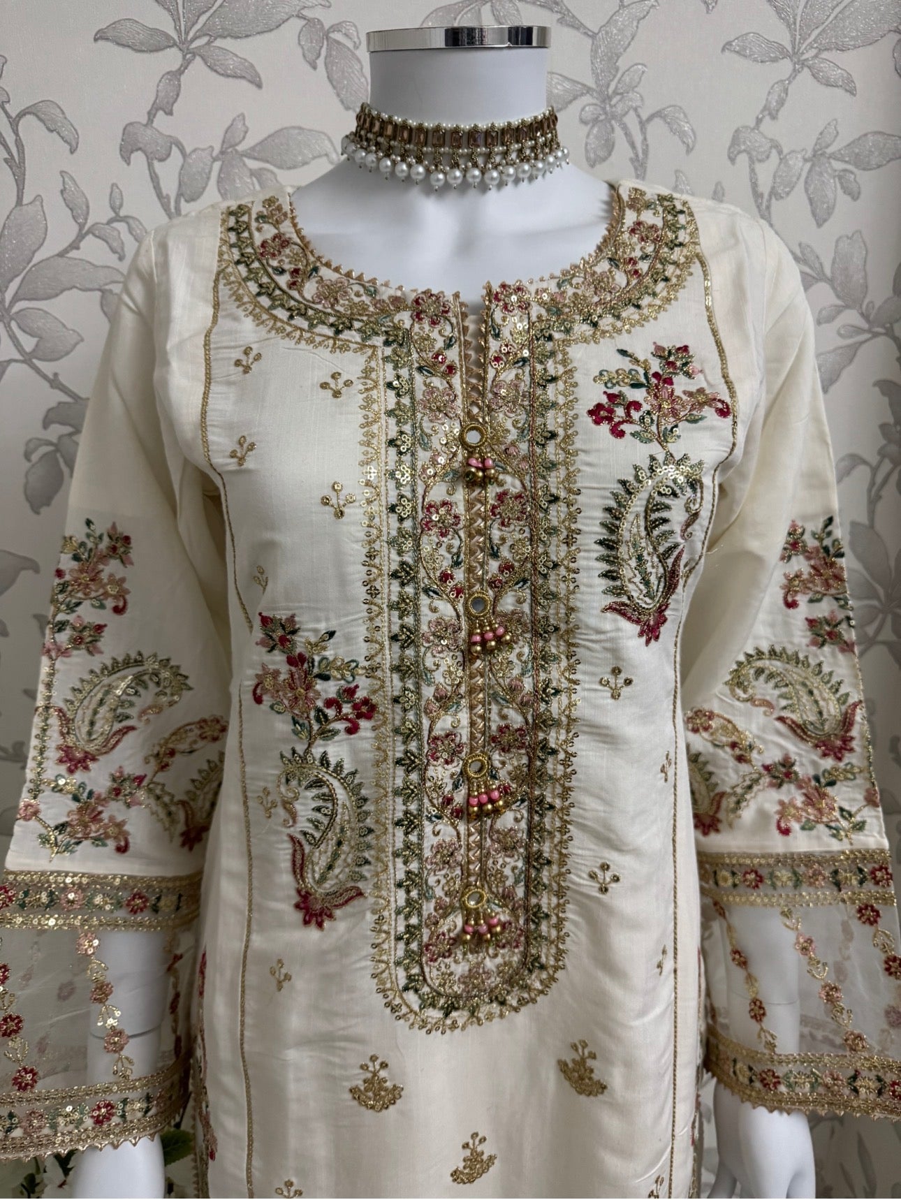 ETHNIC LUX- 3 Piece embroidered viscose Suit