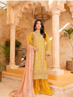 SHAMA-3 pieces heavy embroidered chiffon dress