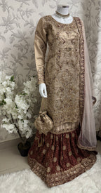 AMAIRA-3 pieces heavy Embroidered Masoori Gharara Suit