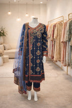 MEENA-3 pcs Embroidered silk suit