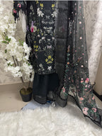 Black Floral-3 piece Embroidered Lawn Suit