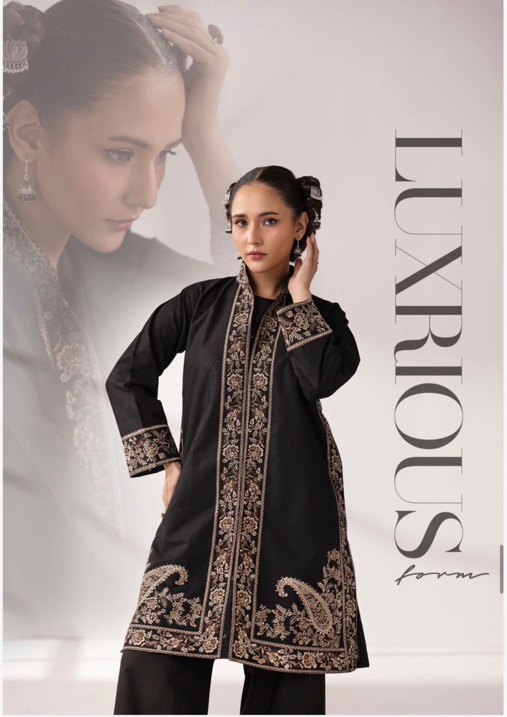 MB Lux- 4 piece Embroidered khadder Jacket Suit