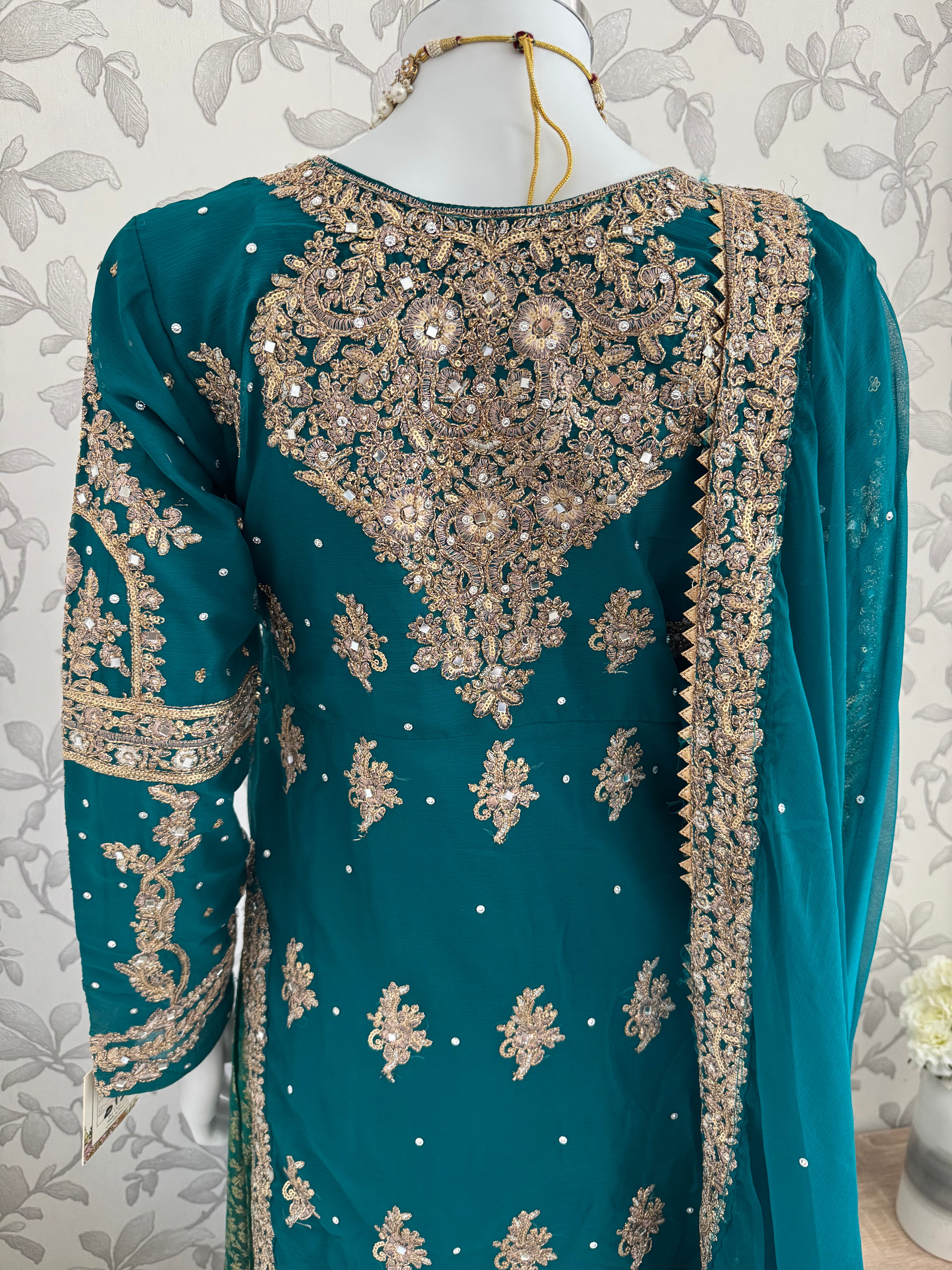 AFREEN - 3 piece embroidered Chiffon wedding Suit