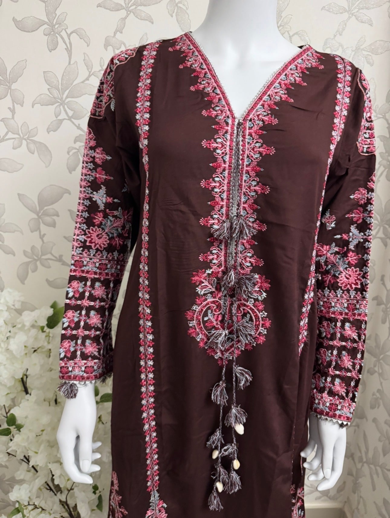 HUSN-E-EID 3 piece heavy Embroidered viscose Suit