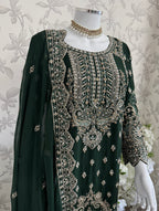 SAFFA- 3 piece Embroidered Chiffon Gharara Suit