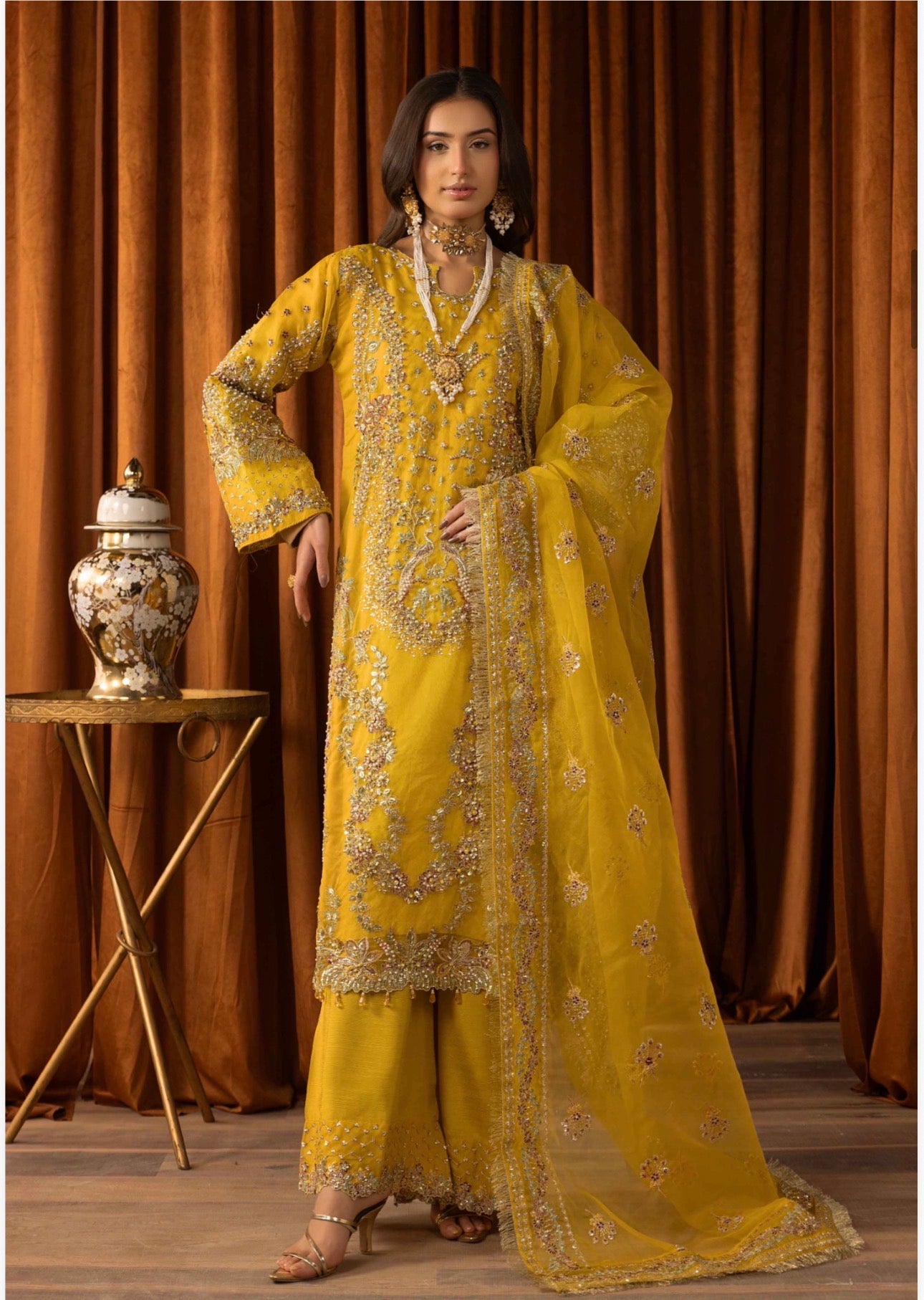SANGEET- 3 piece heavy Embroidered soft organza Suit