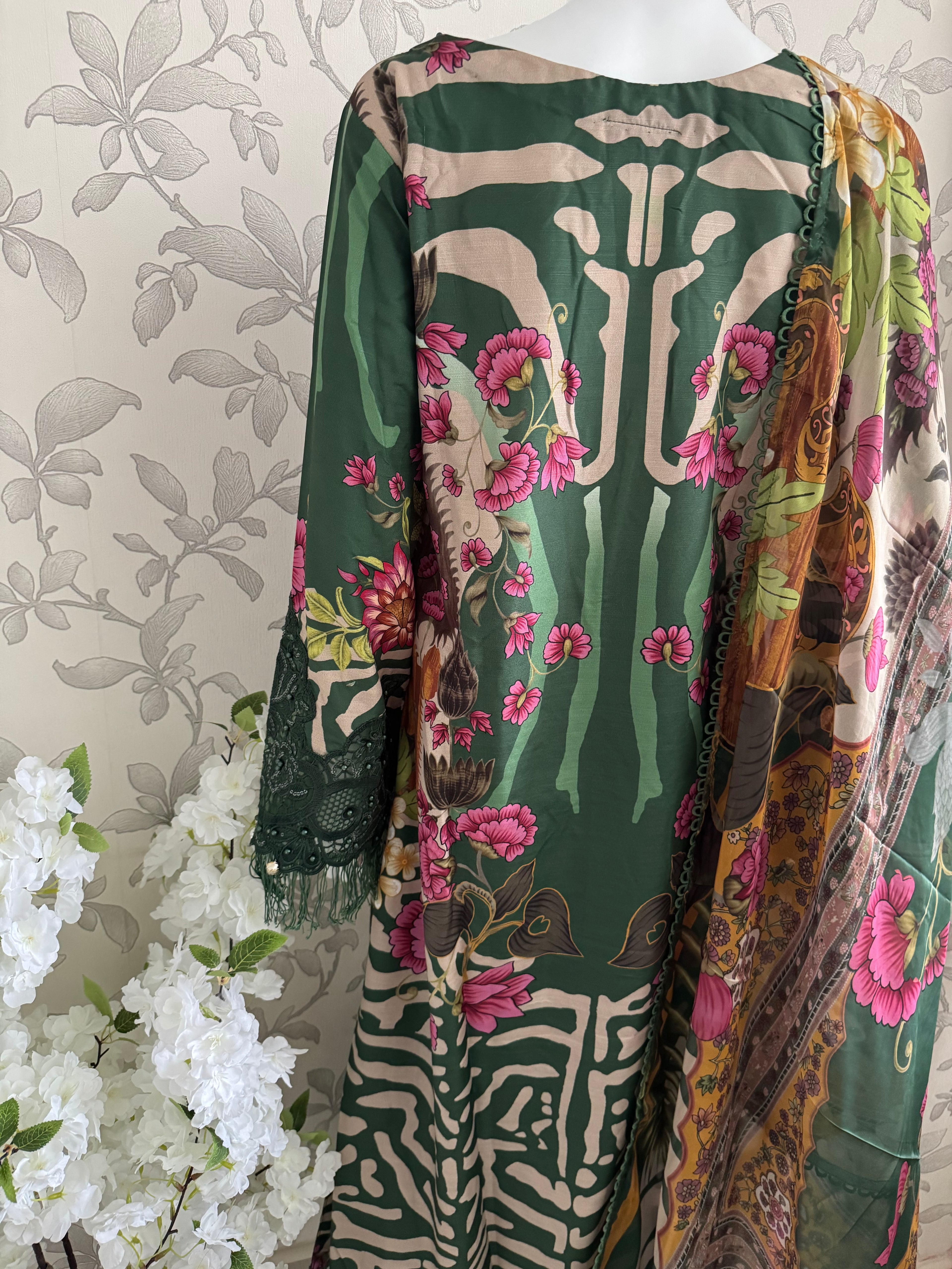 M Prints inspired Embroidered 3-Piece Suit | Pakistani Designer Dress