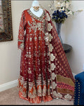 Rust Royale Embroidered Anarkali 3-Piece Suit with Organza Dupatta