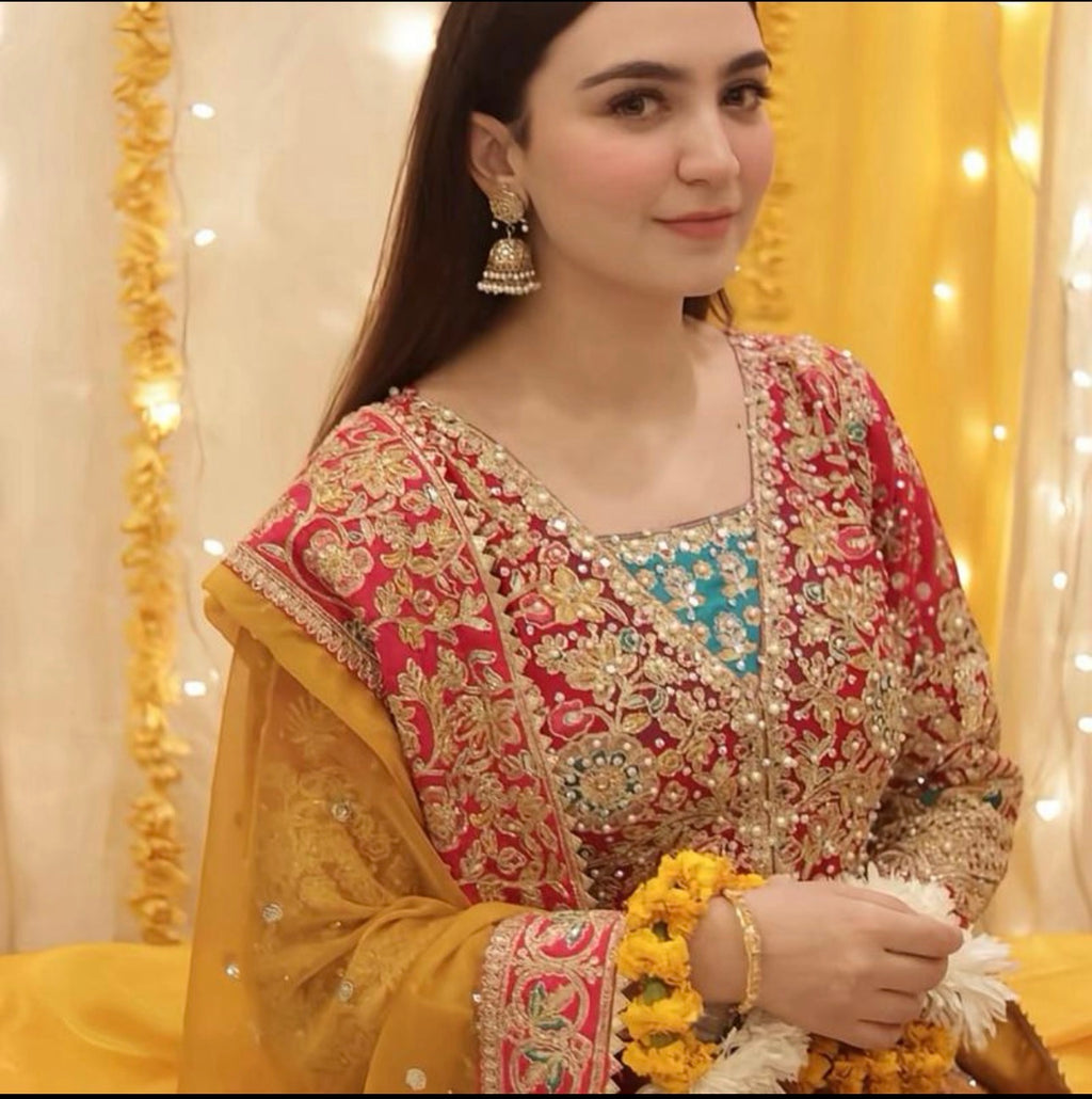 HASEENA-heavy Embroidered Bridal Chiffon Maxi dress