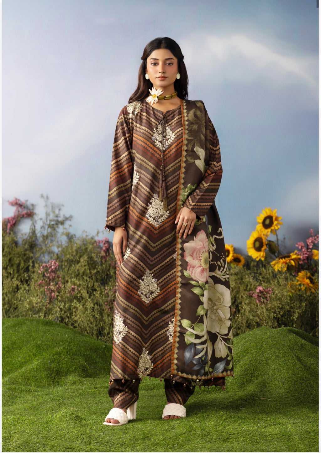 M PRINTS by simrans-3 Piece Embroidered Suit