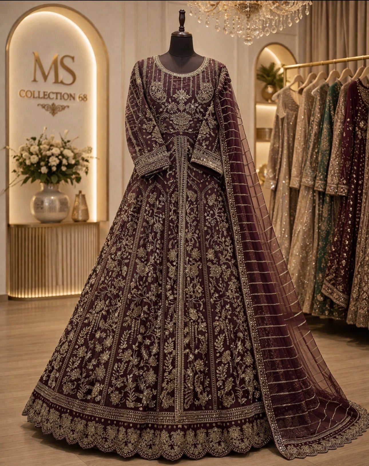 LUXURY WEDDING COLLECTION 2pcs Embroidered Organza Maxi