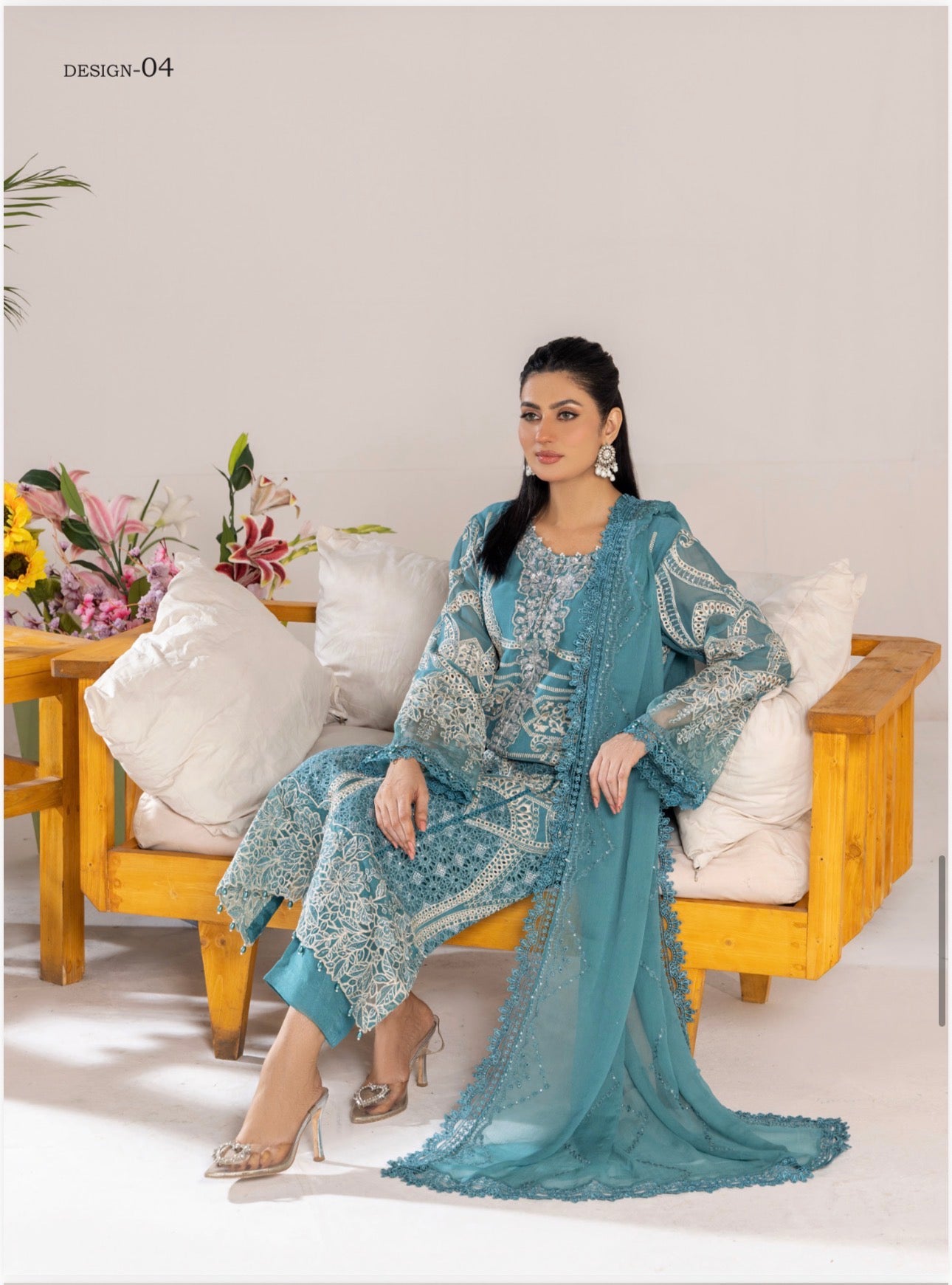 SONIYA-3 piece Embroidered Chiffon Suit