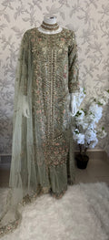 PEARLS- Luxury Hand Embellished Pakistani 3 piece sharara Suit