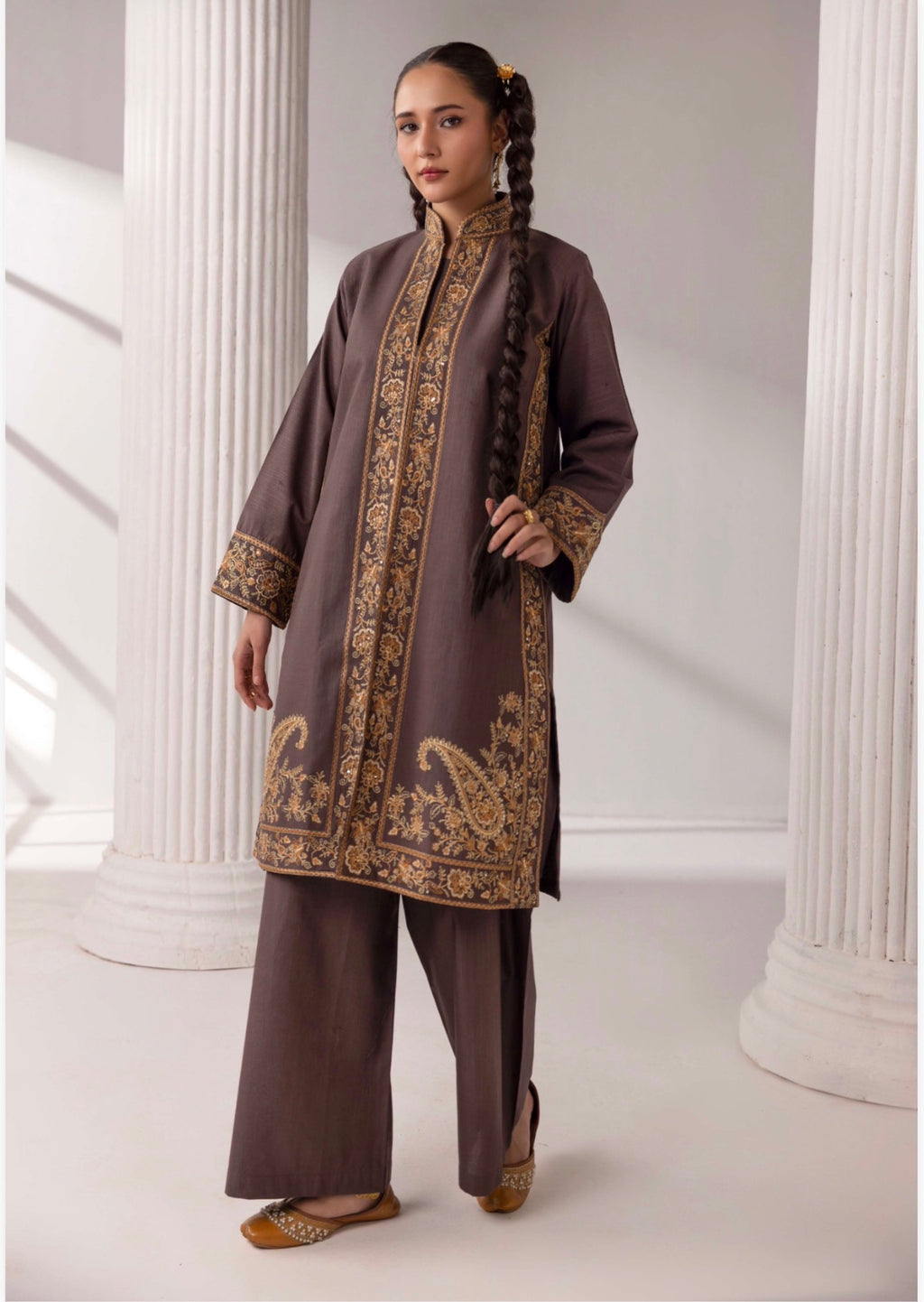 MB Lux- 4 piece Embroidered khadder Jacket Suit