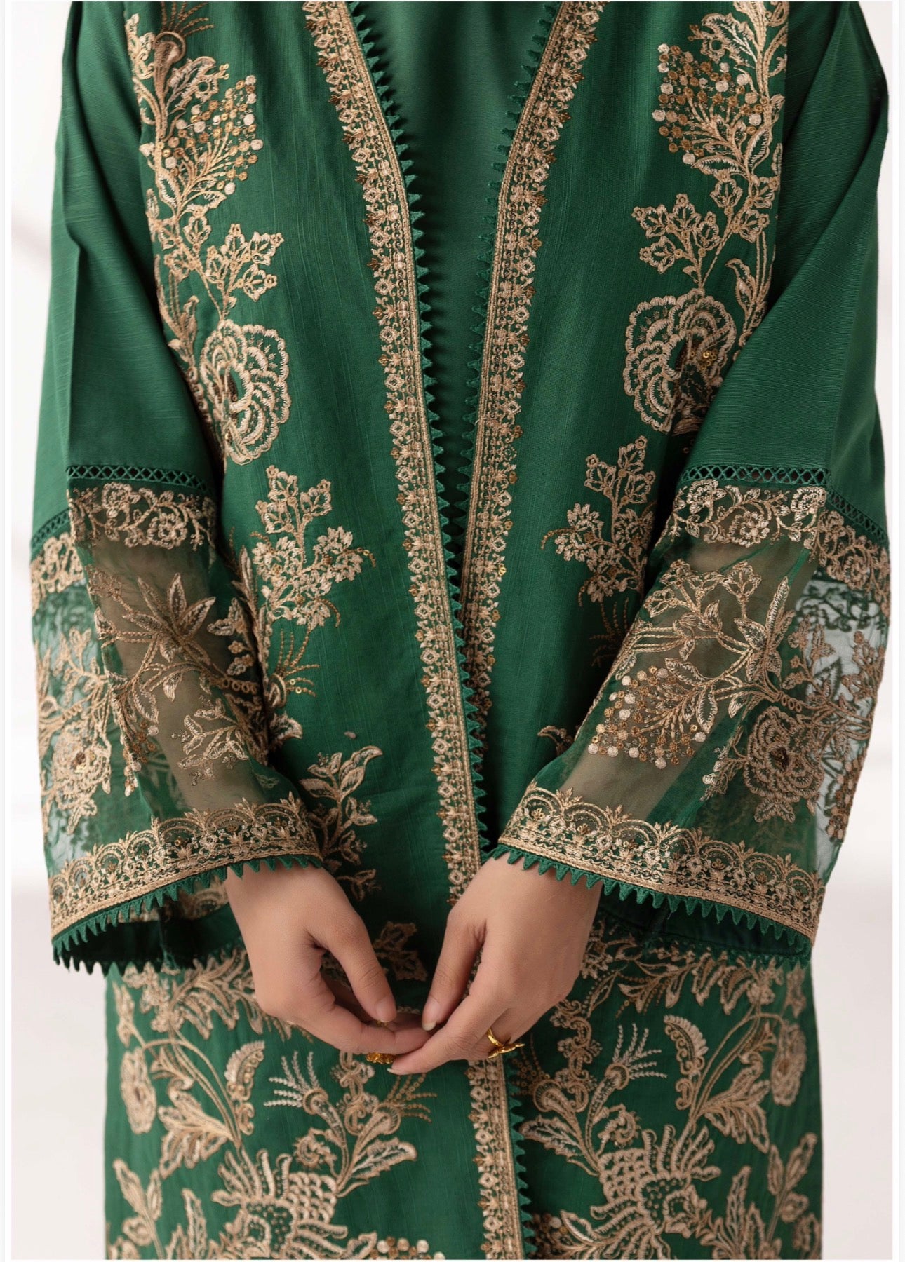 MB Lux- 4 piece Embroidered khadder Jacket Suit
