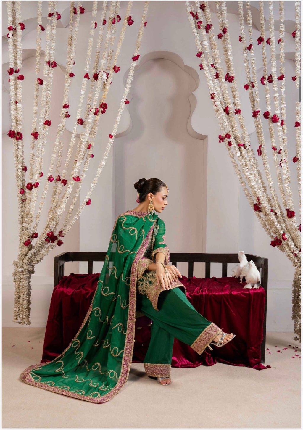 ALANI Emerald Green- 3 pieces heavy Embroidered suit