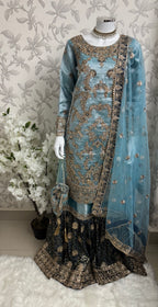 AMAIRA-3 pieces heavy Embroidered Masoori Gharara Suit