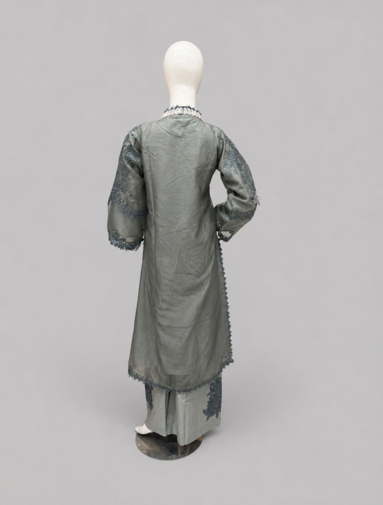 Sage Elegance- 3 piece Luxury Embroidered khaadi Net Suit