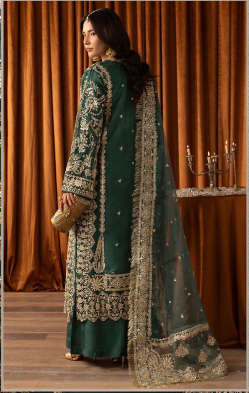 AFROZ Emerald- 3 piece Embroidered soft Organza Suit