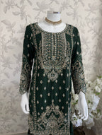 SAFFA- 3 piece Embroidered Chiffon Gharara Suit