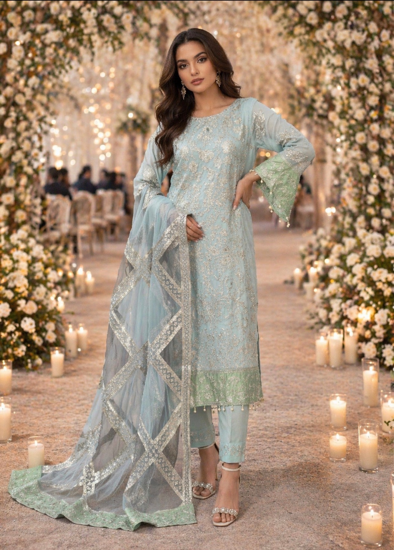 FLOSSIE 1-Luxury Embroidered Chiffon Suit | Pakistani Formal Wear