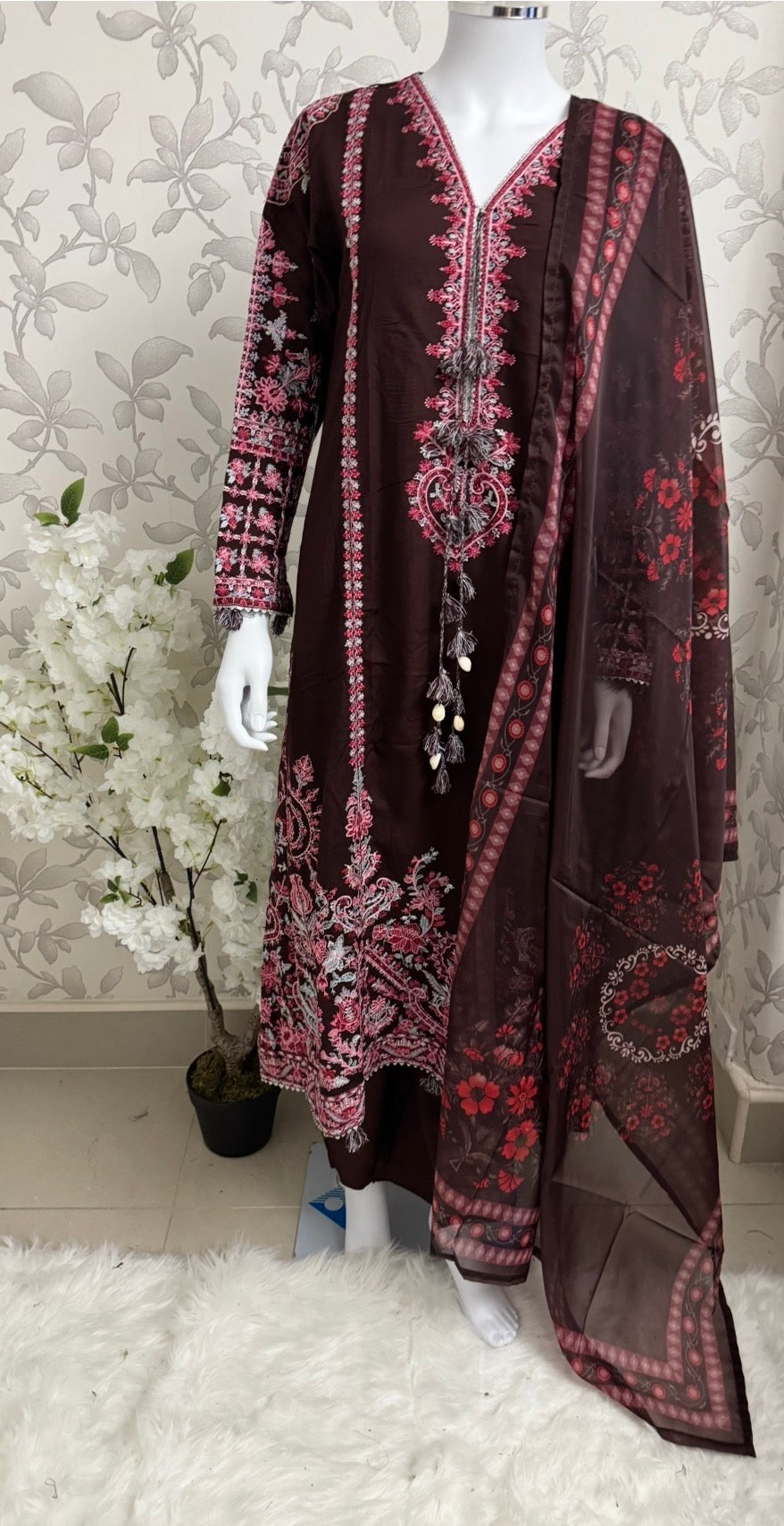 HUSN-E-EID 3 piece heavy Embroidered viscose Suit