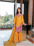 IMROZIAA- 3 piece Embroidered chiffon Gharara Suit