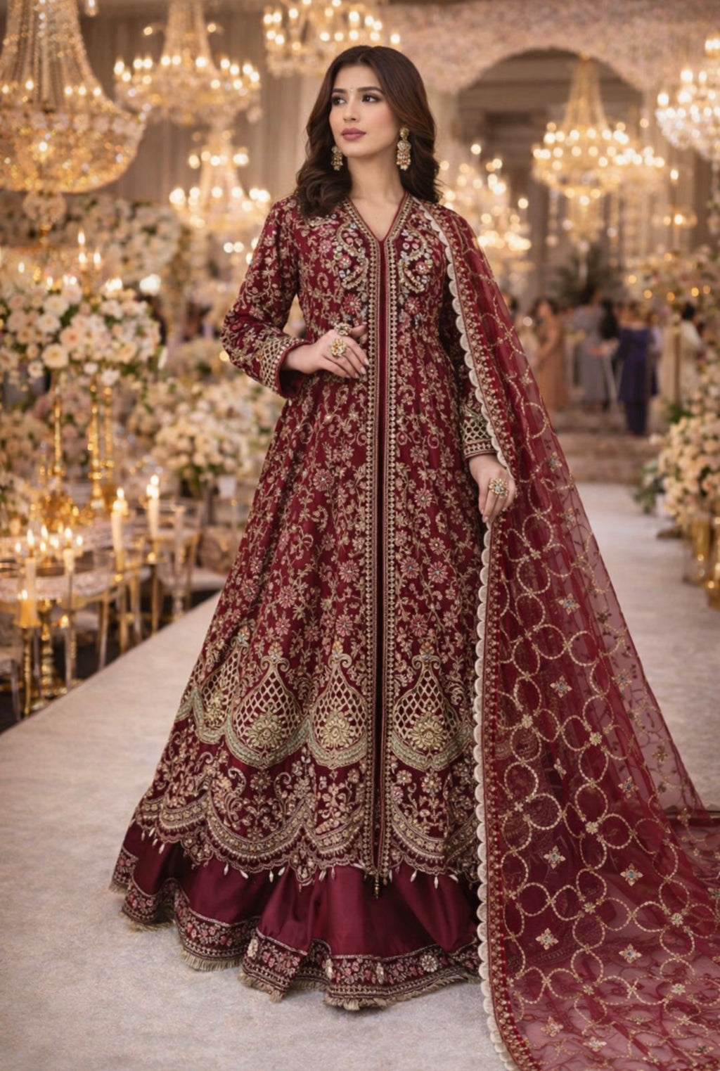 MOHABBAT- 3 pieces heavy embroidered soft organza dress