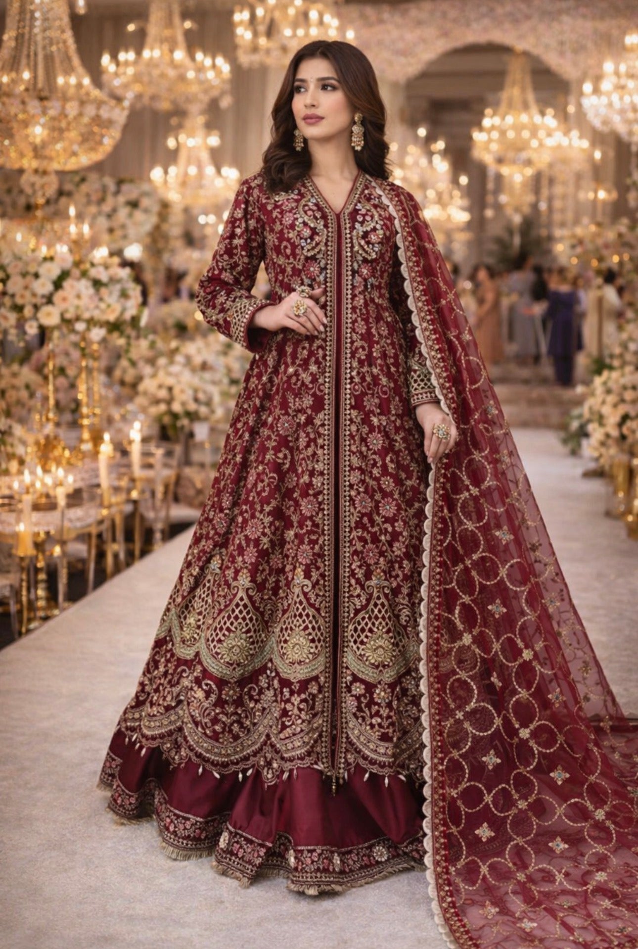 MOHABBAT- 3 pieces heavy embroidered soft organza dress