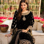 MAHVEER- 3 pieces Heavy Embroidered VELVET FARSHI GHARARA suit