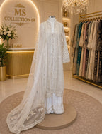 CHANDNI- 3 pieces Embroidered soft organza sharara Suit with embroidered chiffon Duppatta