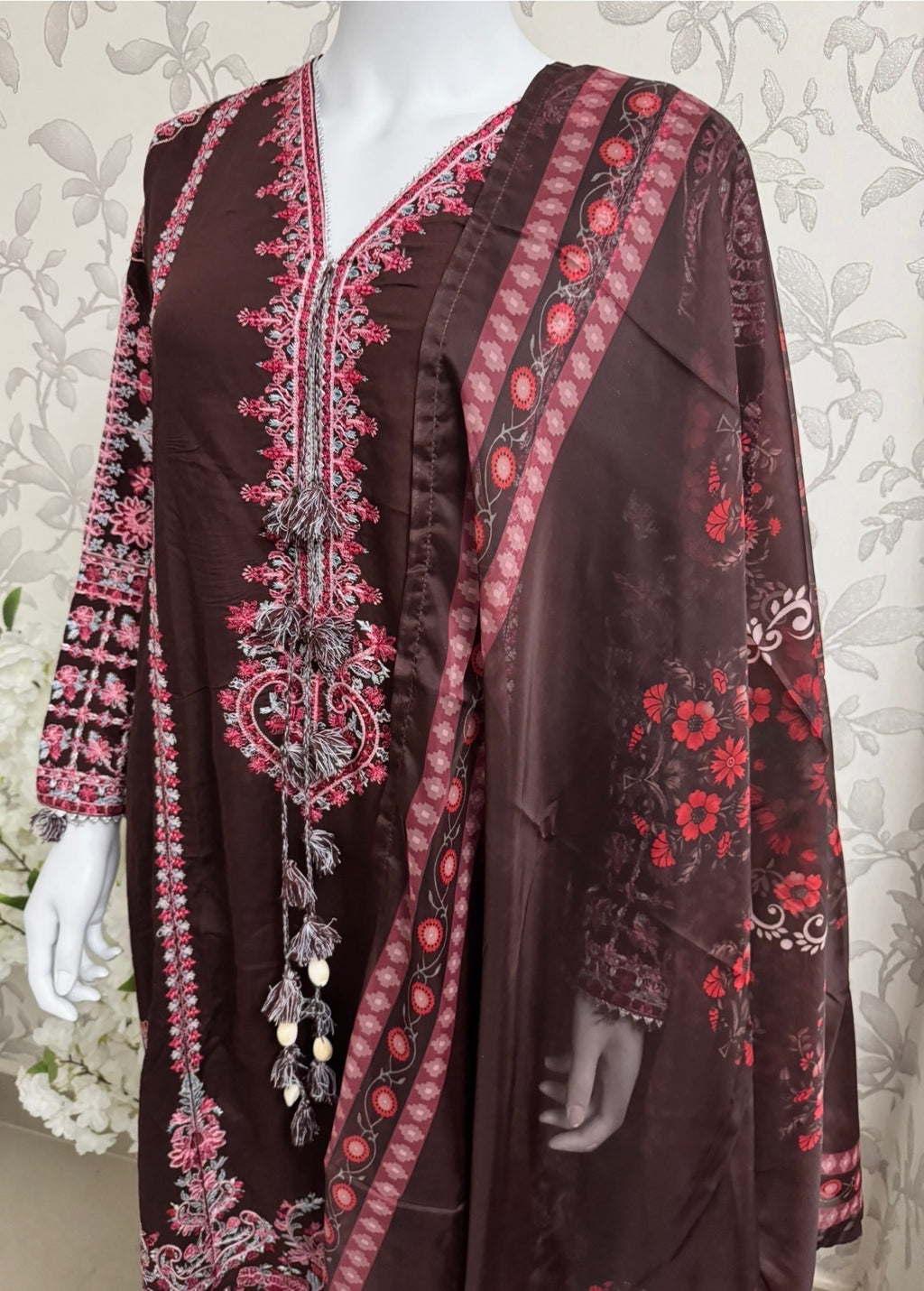 HUSN-E-EID 3 piece heavy Embroidered viscose Suit
