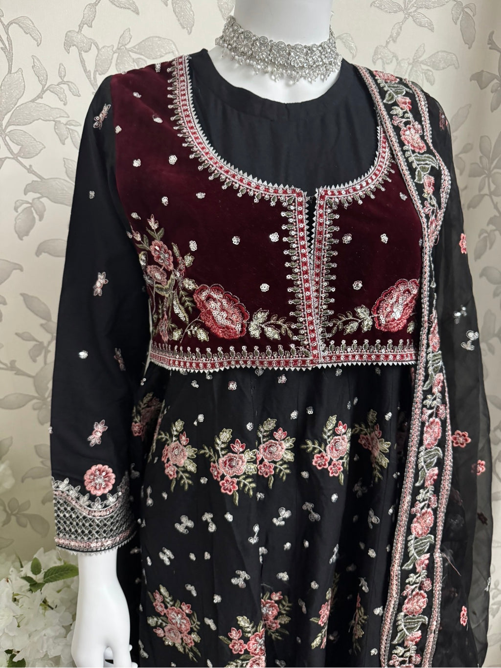 HUSN-E-EID  3 pieces Embroidered viscose Maxi dress