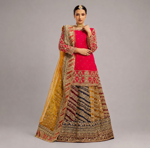 MEHNDI KI RAAT- 3 piece Embroidered Bridal Mayon/Mehndi Lehenga Dress