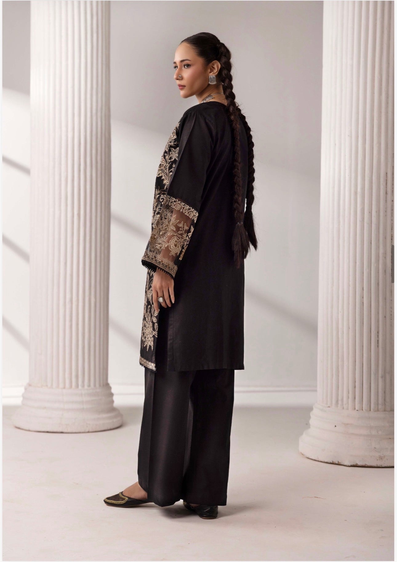 MB Lux- 4 piece Embroidered khadder Jacket Suit