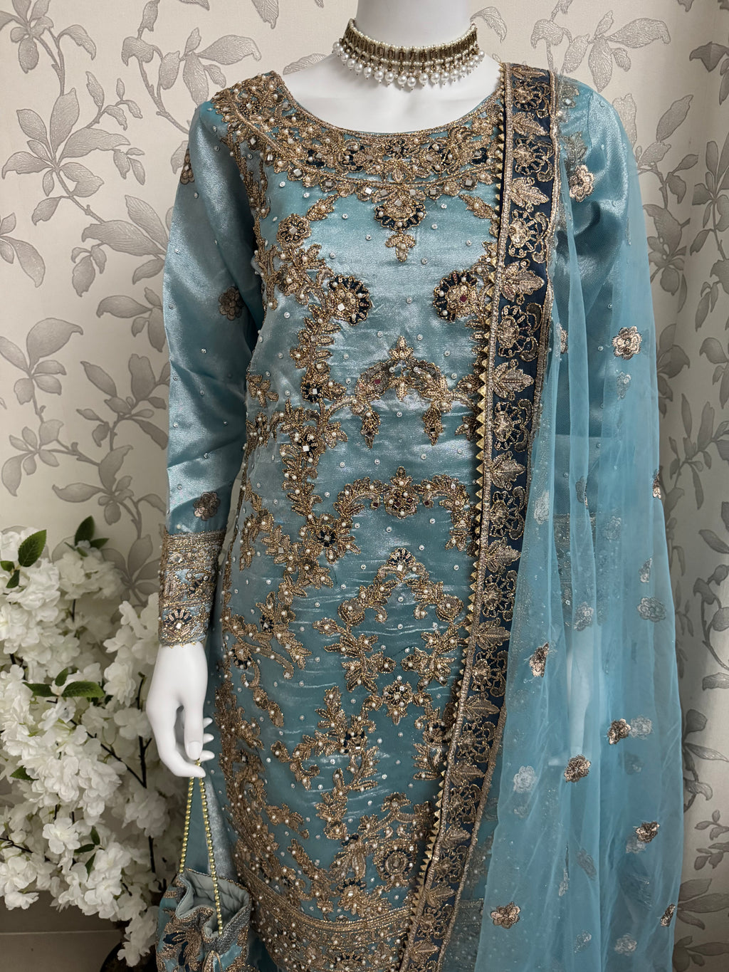 AMAIRA-3 pieces heavy Embroidered Masoori Gharara Suit