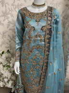 AMAIRA-3 pieces heavy Embroidered Masoori Gharara Suit