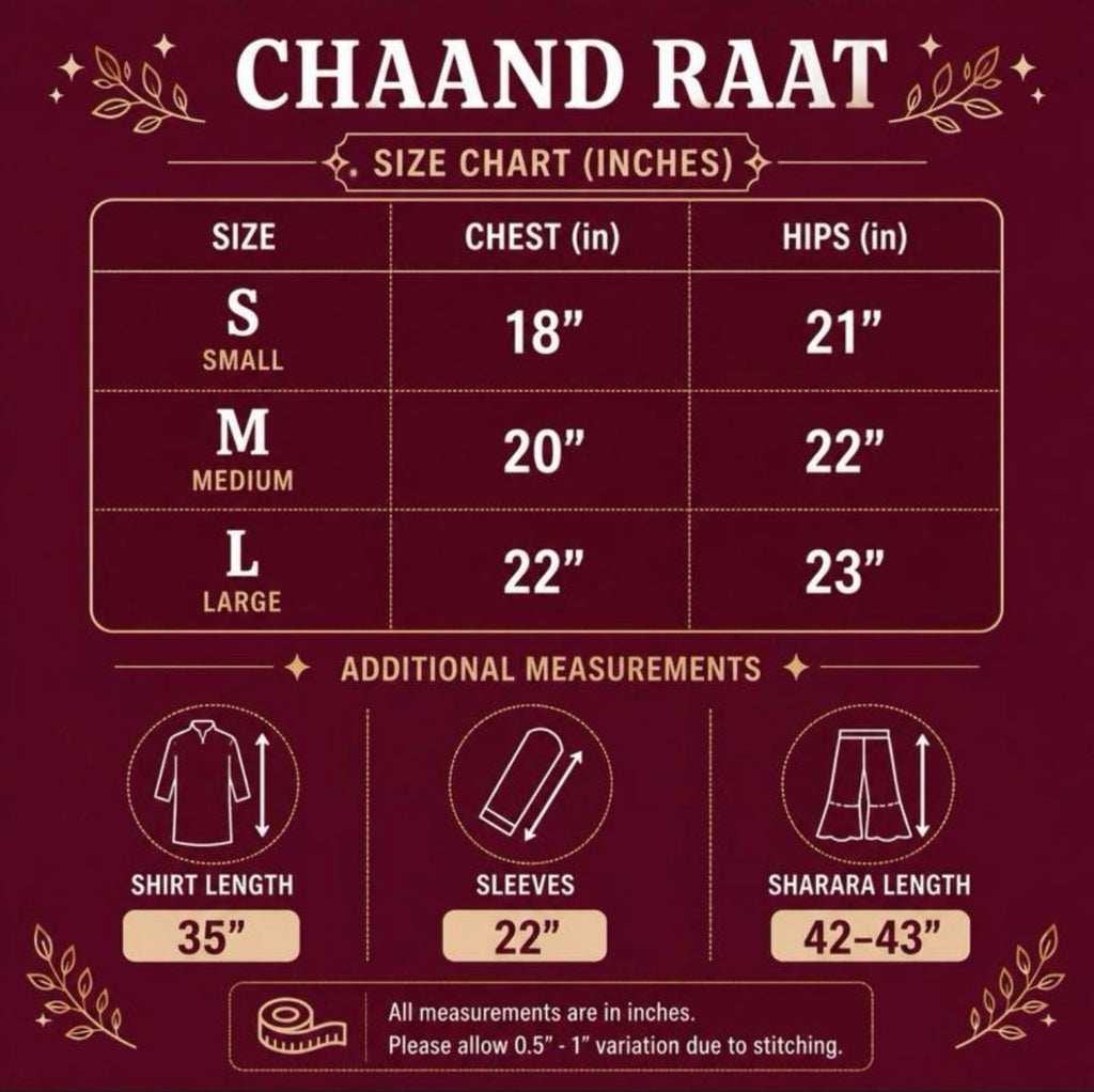 CHAAND RAAT- 3 piece Embroidered Raw Silk sharara Suit
