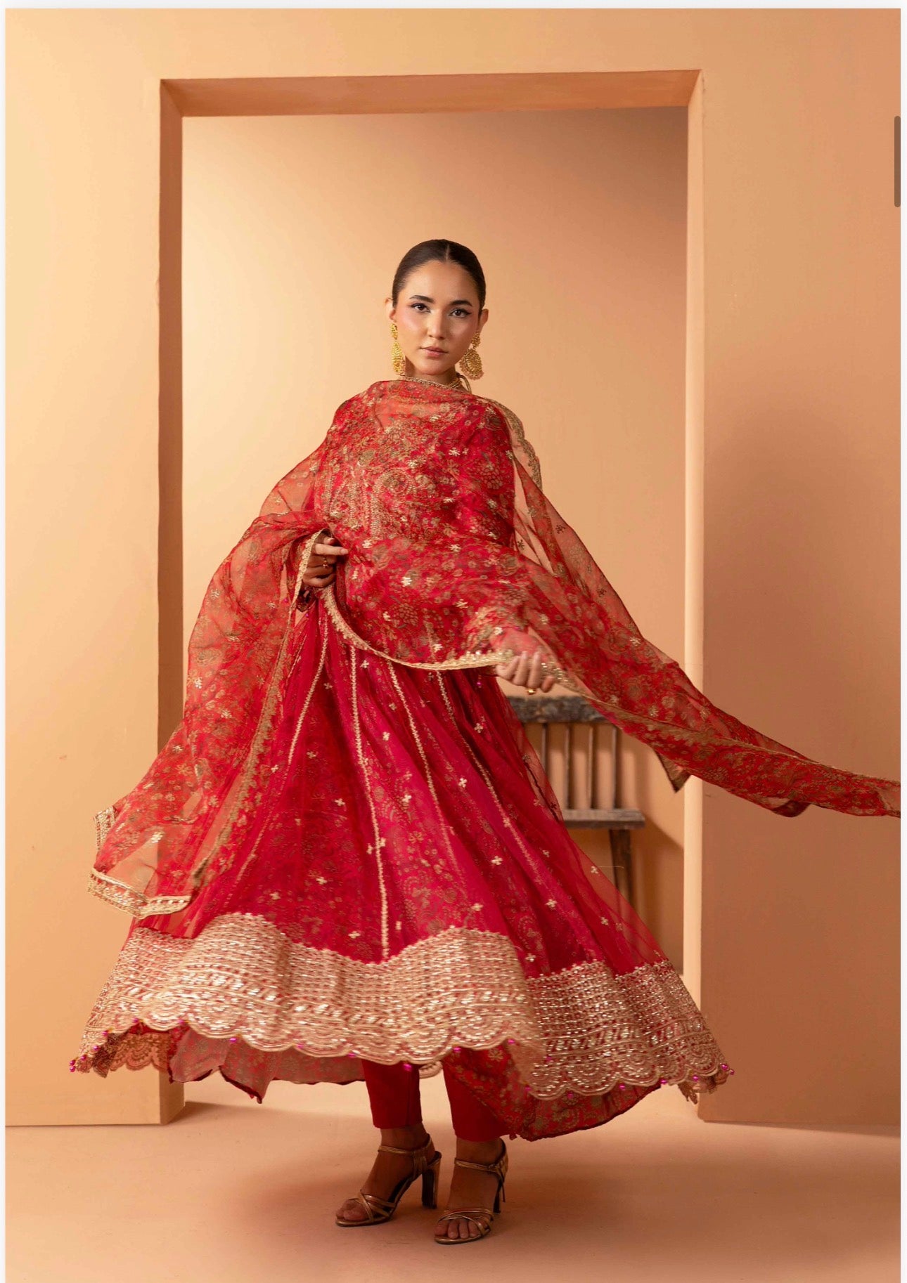 ANARKALI- 3 piece Embroidered suit