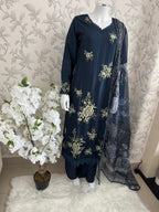 M Prints inspired Embroidered 3-Piece Suit | Pakistani Designer Dress